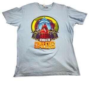 Dr. Who & The Daleks Graphic Short Sleeve Tee We Love Fine Light Blue Sz XXL